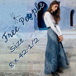 Rare Free People Still Into You Denim Maxi Skirt Sz 8